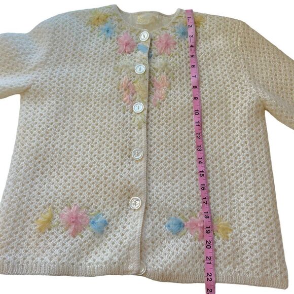 Vintage Sidney Gould FLORAL Mohair/Creslan Knit Cardigan Sweater - Picture 13 of 15